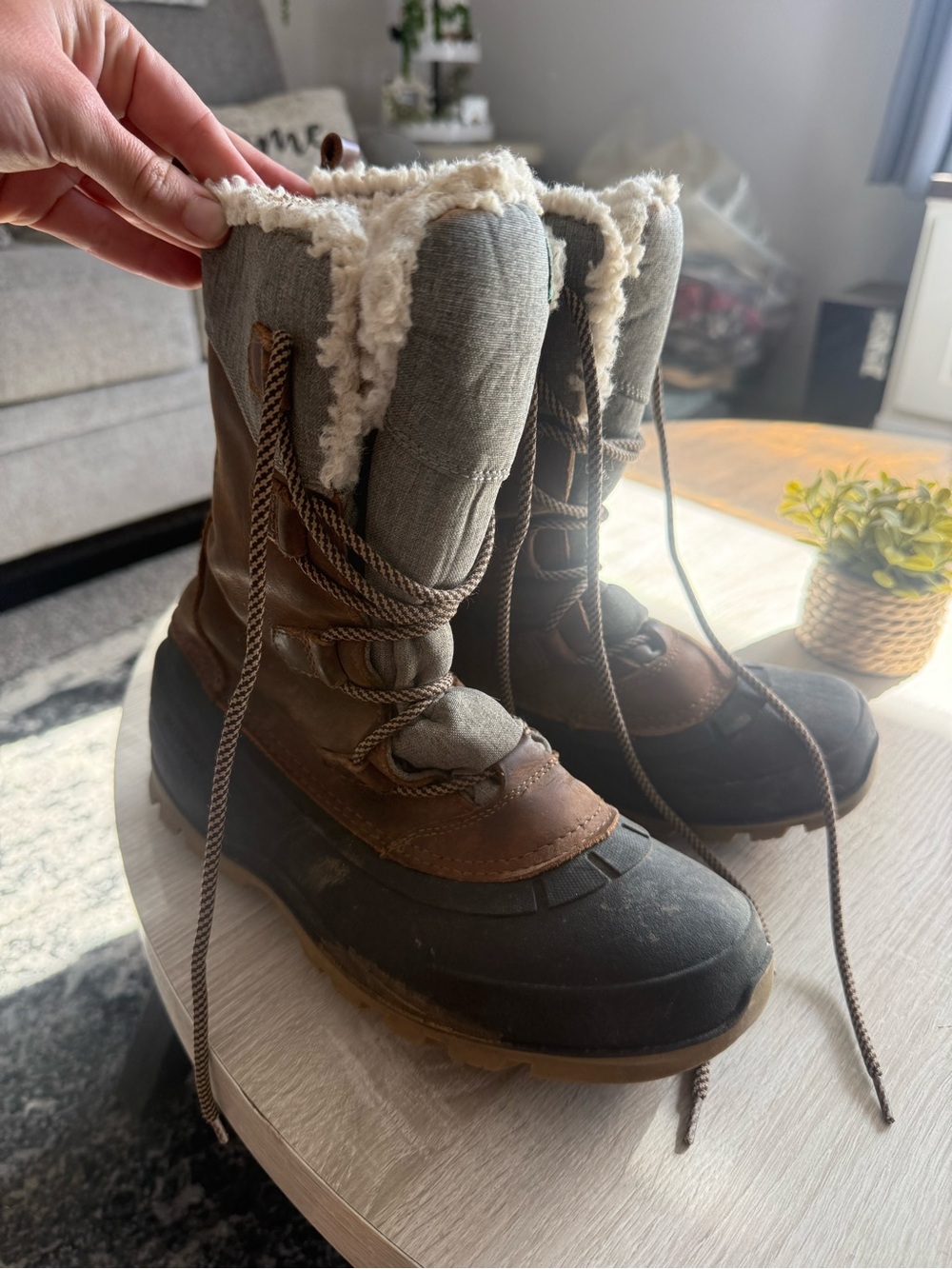 Women's Kamik Brown and Black Insulated Winter Boots with Faux Shearling